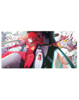 Mouse pad featuring Asuka Langley Shikinami in Evangelion Unit-02, 32x16 inches, with vivid reds, blues, and mechanical whites for action.