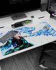 Premium 40x20 inch desk pad with bold water dragon design, perfect for fans of action-packed art