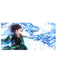 32x16 inch mouse pad featuring Tanjiro Kamado summoning a powerful water dragon from Demon Slayer