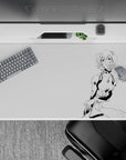40x20 inches mouse pad with Rei Ayanami design, showcasing a black-and-white sketch style and delicate details against a light gray background.