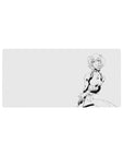 Mouse pad featuring Rei Ayanami design, 32x16 inches, with black-and-white sketch style and a light gray background for an elegant, artistic effect.