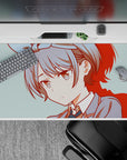 Calm anime mouse pad 40x20 inches in soft teal with crisp red shadows, cozy study vibe and smooth glide.