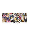 28x12 inches anime mouse pad featuring a lively Food Wars cafeteria feast with classmates and food plates.