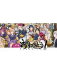 Food Wars anime desk pad 36x16 inches, full-table feast scene with classmates laughing and plates everywhere.
