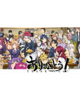 Food Wars Shokugeki no Soma full-table feast anime desk pad, 40x20 inches.