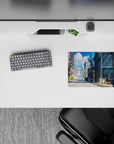 14x10 inches mouse pad featuring Tokyo Daybreak, showcasing the peaceful beauty of a Tokyo street in the morning light, with a blend of tradition and modernity.