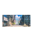 Mouse pad featuring Tokyo Daybreak, 28x12 inches, with a tranquil Tokyo street in soft morning light, evoking a peaceful urban landscape.