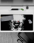32x16 inches mouse pad with chaos explosion design, showcasing shattered fragments, a sinister grin, and red eye for a high-contrast, powerful vibe.
