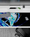 36x16 inches desk pad showcasing the icy dragon’s ferocious roar, with vivid blues and sharp contrasts for a dynamic, intense look.