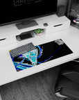 Dragon-themed mouse pad, 28x12 inches, featuring the icy dragon with vivid blues and sharp contrasts for a striking design.