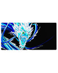 Mouse pad featuring the icy dragon, 32x16 inches, with vivid blues and dynamic contrasts, perfect for fans of intense action designs.