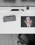 Pastel summer vibe mouse pad 14x10 inches in pink, white, and blue on a clean gray background.