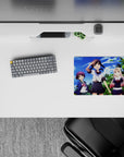 Bright cobalt sky anime girl mouse pad 14x10 inches, tropical pastels, sunny playful daydream vibe.