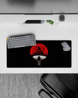 28x12 inches dark anime mouse pad, black and blood-red moon with stark white ring for moody desk vibes.