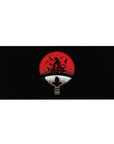 36x16 inches anime desk pad with crow-silhouette ninja, red moon, white ring, and distant hills.