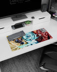 Anime mouse pad, 28x12 inches, featuring All Might, Gogeta, and Ichigo, perfect for bringing epic anime energy to your desk.