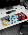 Artistic 36x16 inches desk pad with All Might, Gogeta, and Ichigo, capturing their battle-ready energy in a vibrant design perfect for any anime fan.