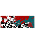 32x12 inch mouse pad featuring Tanjiro Kamado in intense pose with bold red and teal contrast
