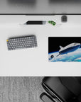 Cosmic 14x10 inches mouse pad in deep black with calming glow, airy gradients, and bright ocean blues.