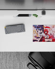 High School DxD anime mouse pad, 14x10 inches, featuring Rias and Koneko in vibrant manga style on a soft pink backdrop.