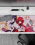 Anime desk pad 36x16 inches featuring High School DxD characters, showcasing Rias and Koneko with vivid pink and bold manga art.