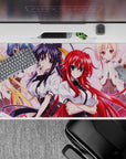 High School DxD desk pad 40x20 inches featuring Rias, Koneko, and more, anime style, vibrant and pastel backdrop.