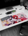High School DxD desk pad 36x16 inches featuring Rias and Koneko, vibrant anime design with bold manga-style outlines.