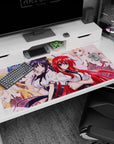 High School DxD anime desk pad 40x20 inches featuring Rias and Koneko, vibrant pastel colors, perfect for desk decor.