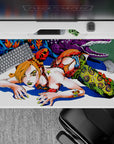 40x20 inches desk pad with Jolyne Cujoh from JoJo’s Bizarre Adventure: Stone Ocean, showcasing her fierce attitude and dynamic energy.