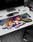 Large 40x20 inches desk pad featuring Jolyne Cujoh in her bold pose, capturing the vibrant energy and essence of Stone Ocean.