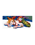 Mouse pad with Jolyne Cujoh from JoJo’s Bizarre Adventure: Stone Ocean, 28x12 inches, showcasing her daring pose and dynamic energy.