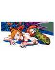 Mouse pad with Jolyne Cujoh from JoJo’s Bizarre Adventure: Stone Ocean, 32x16 inches, showcasing her bold pose and the vibrant energy of her outfit.