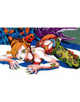 Desk pad featuring Jolyne Cujoh from JoJo’s Bizarre Adventure: Stone Ocean, 40x20 inches, with her daring pose and bold outfit colors.