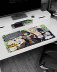 32x16 inches anime girl mouse pad featuring a dark-haired leader reaching forward and a cat-ear maid posing.
