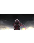 Mouse pad featuring Zero Two design, 36x16 inches, with her Strelizia armor and stormy backdrop for an intense, bold anime aesthetic.