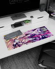Small but impactful 32x12 mouse pad showcases the fierce clash of light and dark with striking artistry