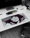32x16 inches anime girl mouse pad close-up of cheeky girl holding a pen between her lips, playful.