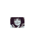 Classic anime girl mouse pad 14x10 inches with wide-eyed brunette, pen-in-mouth pose, sketchy hoodie art.