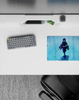 14x10 inches mouse pad with Giyu Tomioka walking through rippling waters, capturing serene strength in a minimalist design.
