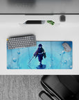 28x12 inches mouse pad with Giyu Tomioka walking through rippling waters, ideal for adding calm and strength to your workspace.