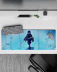 32x12 inches mouse pad featuring Giyu Tomioka, capturing his serene strength with rippling waters for a peaceful workspace.