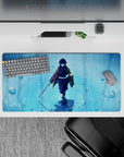 32x16 inches mouse pad showcasing Giyu Tomioka with rippling waters, capturing his calm yet powerful aura.