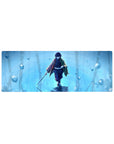Compact 32x12 inches mouse pad with Giyu Tomioka walking through rippling waters, perfect for adding calm strength to smaller desks.