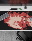 Anime desk pad 40x20 inches featuring Megumin from KonoSuba in a bold, two-tone design with charcoal and dusty rose shades.