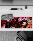 Compact 32x12 inch mouse pad highlighting the fiery determination of Demon Slayer's iconic siblings