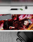 Sleek 36x16 inch desk pad featuring the raw energy of Tanjiro and Nezuko for anime enthusiasts