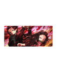28x12 inch mouse pad featuring Tanjiro and Nezuko Kamado in an intense flame-inspired design