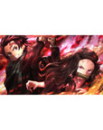 40x20 inch desk pad featuring Tanjiro and Nezuko Kamado surrounded by flames for Demon Slayer fans