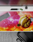 Dynamic 40x20 inch anime desk pad showcasing the iconic small planet with cosmic tranquility
