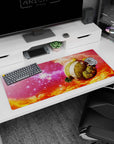 Workspace-ready 36x16 inch desk pad with King Kai's planet, ideal for fans of Dragon Ball Z